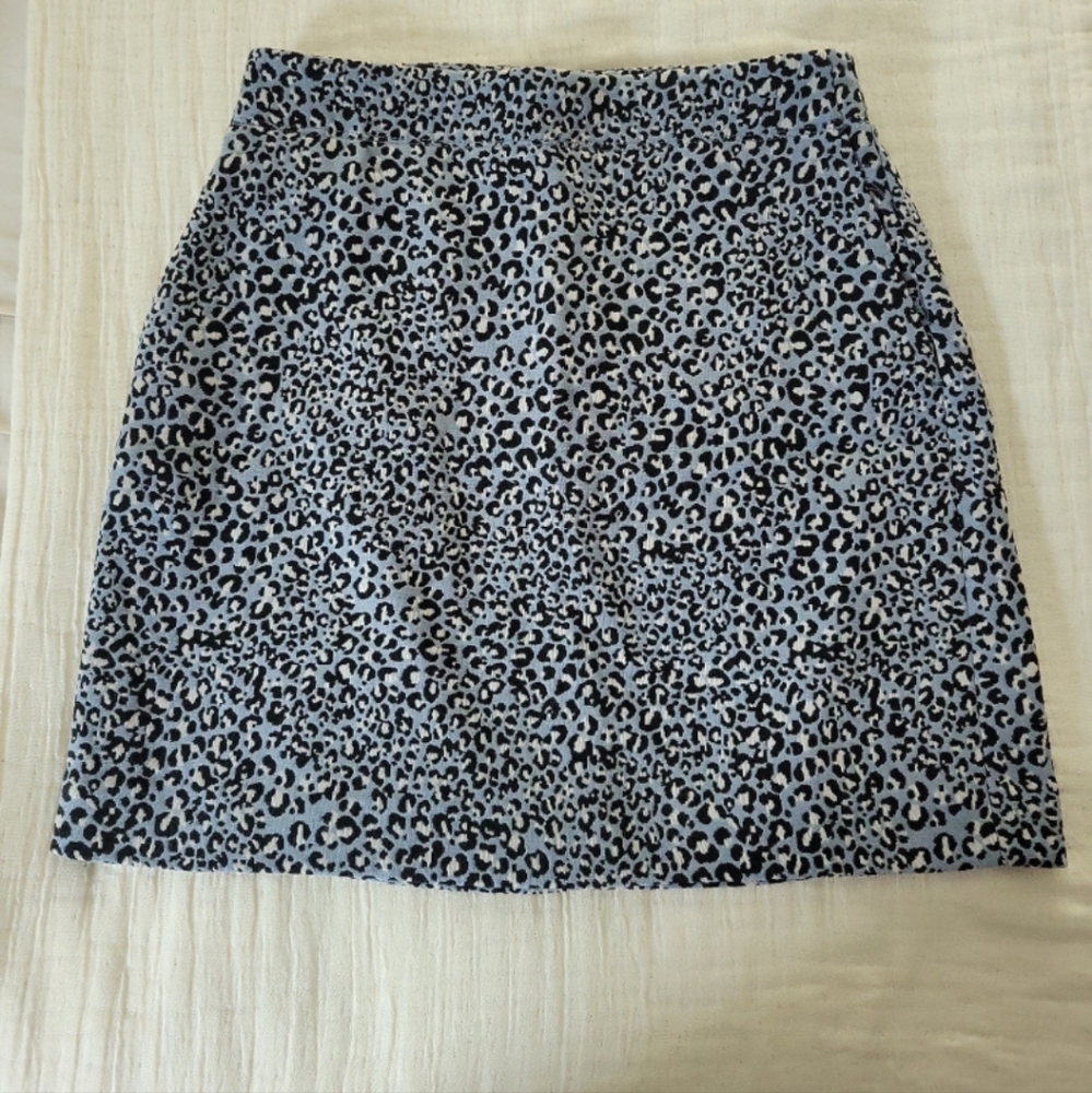 LOFT Blue Leopard Print Mini Skirt